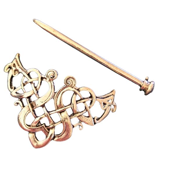 Celtic Knot Hair Slide or hairpin Silver Alloy Nordic Viking Barrette Hair Tie - Picture 4 of 6